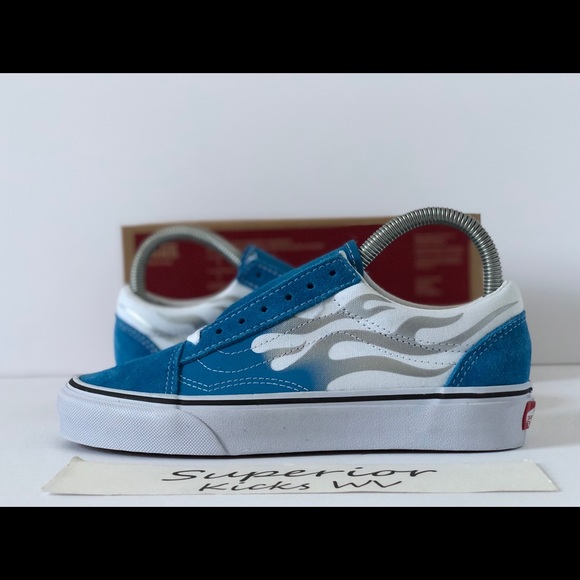 vans old skool flame mediterranean blue